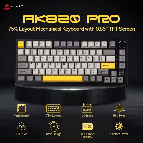 Ajazz AK820/AK820Pro Gaming Mechanical Keyboard Bluetooth 5.1/Wireless/C-Wired Customized Keyboard w