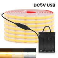 AA Battery Box 5V COB LED Strip 5V 320LEDs/M High Density Flexible RA90 3000K 4000K 6000K FOB Tape R