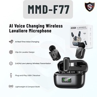Wireless Lavalier Microphone MMD F77 | AI Voice Changing Noise Reduction | 2.4GHz Mic for Live Strea