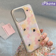 Aesthetic Flower Bling Bling Hologram Case hp iPhone 16 13 15 11 12 11 14 Pro Max Silver Girls Coque