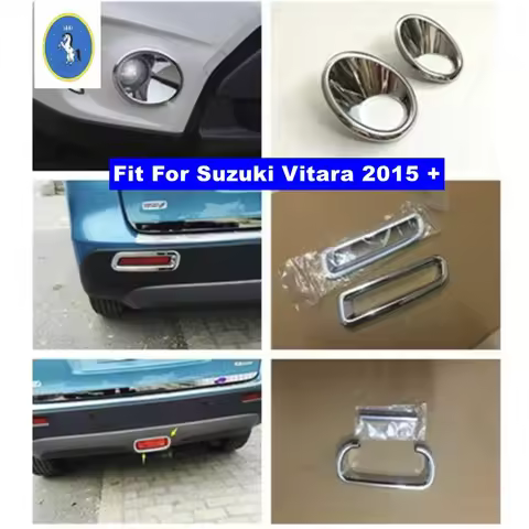Accessories Front Head + Rear Bumper Fog Lights Lamps Decor Cover Trim Fit For Suzuki Vitara Escudo