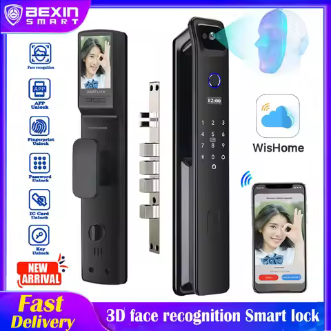 Wholesale 3D Face Recognition Smart Door Lock Security Camera Monitor Intelligent Fingerprint Passwo