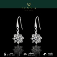 Silver Earrings for Women Sunflowers with White Gold 6,5 Cups - PENDANT Brand - Inspection Certifica