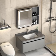 Aluminum Alloy Bathroom Cabinet Modern Stone Plate with Smart Mirror Cabinet Bathroom Washbasin Cabinet Combination Bath