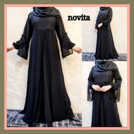 HITAM Abaya Black Turkey Gamis Jettblack Dressmaxi Arabia Dubai NOVITA