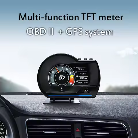 Car head-up display HUD Auto OBD2 + GPS LCD meter Security Alarm speed water temperature turbine boo