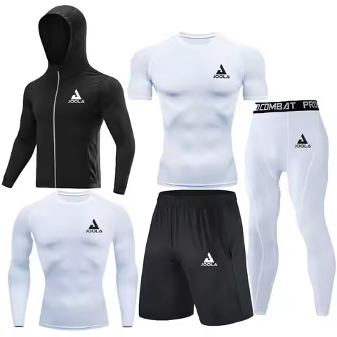 German JOOLA Fitness Suit Set, Men's And Women's Quick Drying Tight Fitting Five Piece Set, Autumn A
