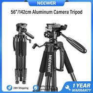 NEEWER Portable 56 inches/142cm Aluminum Camera Tripod with 3-Way Swivel Pan Head for DSLR CameraDV 