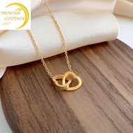 24k Saudi Gold Necklace Pawnable Legit Korean simple love double buckle necklace women's niche design fashion jewelry