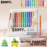 ENMY Glitter Metallic Marker Shiny Pens Set Bling Sparkling Highlighter Markers for DIY Drawing Pain
