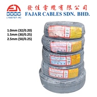 FAJAR 3 Core x 1.0mm/1.5mm/2.5mm PVC Flexible Cord Grey Cable 100% Pure Copper Per Roll (100+-meter)