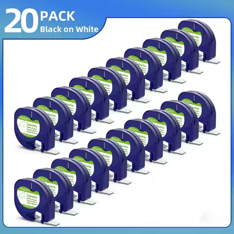 5-20pcs Compatible Dymo LetraTag Label Tape 91200 91330 White Paper 12mmx4m for LT-100H LT-100T 200B