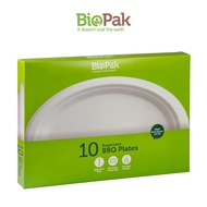 BioPak Sugarcane BBQ Plates 32x25cm Plastic Free - 10 pcs Disposable Plate