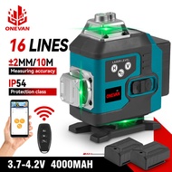 ONEVAN 16 Line Laser Level Self-leveling 360° Horizontal Green Line With Holder 4D Vertical Powerful