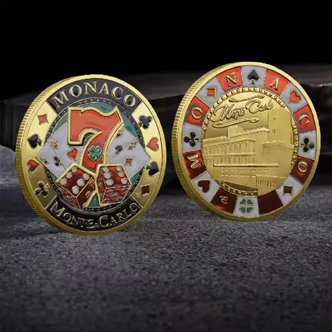 1pc Monaco Monte-Carlo Casino Lucky Coin Poker Chip Number 7 Commemorative Coin Poker Card Guard Cha