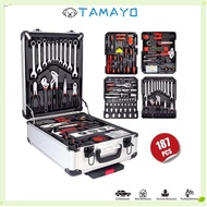 TAMAYO 187Pcs Tool Box Set, Wheeled Trolley Trolley Box Type Tools Set, Portable Professional High H