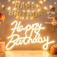 Happy Birthday Decoration Happy Birthday Led Light Neon Signboard for Party Decoration
