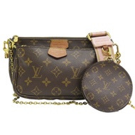 棕色 原花帆布 粉色背帶 Multi Pochette Accessoires 肩背包 (有異味)【LOUIS VUITTON LV 路易威登】 M44840