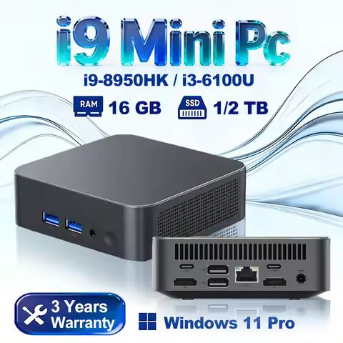 Portable Mini PC Windows 11 Pro Core i9 8950HK i3 6100 Desktop Gaming Computer PC 16GB RAM 1TB 2TB S