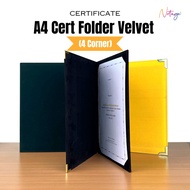 A4 Velvet Certificate Holder 4 corner Penyimpanan Sijil Premium Luxury Corporate Certificate Folder 