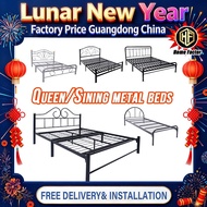 👍HF Queen/Single Metal Bed Double Deck Metal Bed Single Metal Bed With Foam Mattresses B