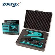 ZoeRax RJ45ผ่านชุดเครื่องมือหนีบอีเทอร์เน็ต Crimper Cat5 Cat5e Cat6 Cat6A Cat7ชุดเครื่องมือจีบคีมปลอ