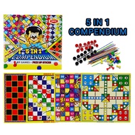 5 In 1 Compendium Of Multiplayer Board Games & Pick Up Sticks For Family & Friend