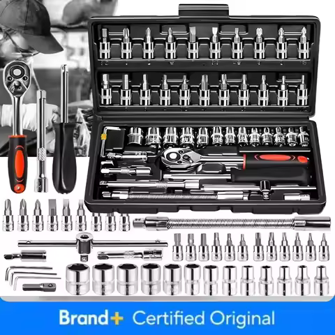 46pcs Complete Socket Wrench Tool Set for DIY Auto Repair and Household Tasks Amagi
