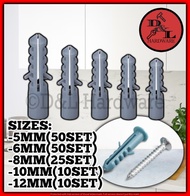 D-3899 Tox & Screws Set Small Croaker Wall Anchors Plugs Standard Fasteners Nylon Self-Tapping Plast