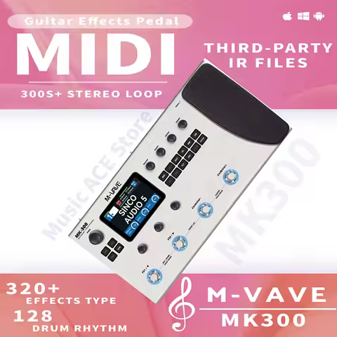 M-VAVE MK-300 Multi-Effects Guitar/Bass Pedal |3.5'' LCD Screen|300s Looper+128 Drum MIDI DAW | ANN 