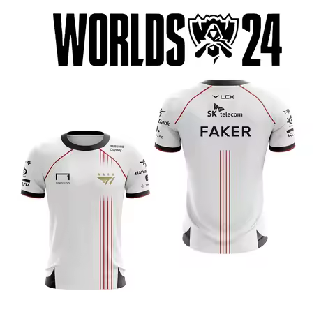 2024 League of Legends SKT T1 T-shirt LOL Esports Team Uniform T-shirt MSI LCKFaker Zeus Team Unifor