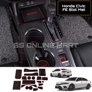 (With Logo) CAR SLOT MAT HONDA Civic FE Red Lining Slot Mat Interior Slot Mat Car Accessories Car Ca