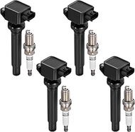 BDFHYK 4 Ignition Coil Pack UF562 and 4 Iridium Spark Plug 3764 Compatible with 2006-2008 Suzuki Gra