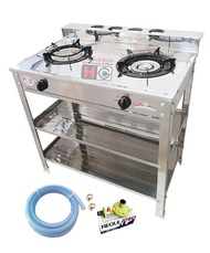 Lucky flame เตาแก๊สชั้นคู่ สแตนเลส 1 หัวอินฟาเรด 1 หัวเหล็ก AT-2402I + หัวปรับปลอดภัย รุ่นL-325S+สาย