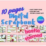 Bestie Digital Scrapbook for Canva | Cute Friendship Scrapbook Template | Editable Memory Album | In