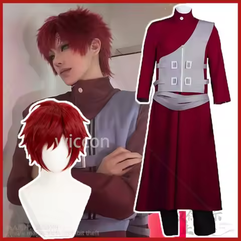 Anime Cosplay Sabaku No Gaara Costume Ninja Hokage Kazekage Clothing Wigs For Adult Coat Vest Pants 
