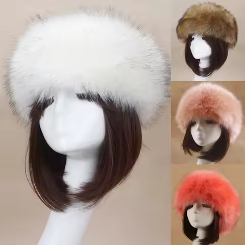 New Women Autumn Winter Imitation Fur Thick Hat Warm Hat Female Fake Fox Fur Plush Hats Elegant Soft