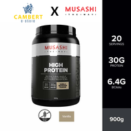 MUSASHI HIGH PROTEIN Powder 900G for muscle recovery with a high-protein blend of whey concentrate a