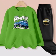 Monsters Inc Long Sleeve T-shirt for Children Round Neck Clothing 2-piece Set Baby Boys Cartoon Suit