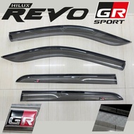 กันสาดประตู REVO GR 4 ประตู ใส่ได้ทุกปี 2015-ปัจจุบัน ลาย GR คาร์บอนดำใส
