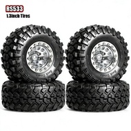 for 1/18 1/24 TRX4M SCX24 AX24 FCX18 FCX24 1.3 inch Metal Beadlock Wheel RubbeTireOuter diameter 64 