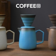 Pour-Over Coffee Brewer Set, Retro Coffee Filter, Glaze-changing Ceramic Pour-over Coffee Filter Cup