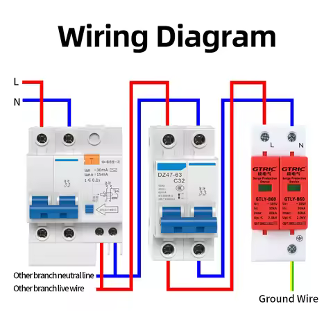 GTRIC House Lightning Surge Protector AC SPD 1P 2P 3P 4P 40KA 60KA 220V 385V AC Protective Low-volta
