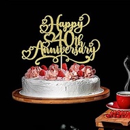 Dxsdgetue Golden Glitter Happy 40th Anniversary Cake Toppers -Wedding Anniversary Party Decorations,