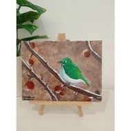 Green Bird Acrylic On Canvas Painting 20x15x1cm
