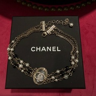CHANEL黑白珍珠水鑽雙C項鍊