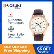 ORIENT Automatic RA-AK0007S Sun &amp; Moon Day Date Off White Classic Pink Gold Brown Leather  Wrist Watch For Men from YOSUKI JAPAN / RA-AK0007S (  RA AK0007S RAAK0007S RA-A RA-AK00 RA-AK000 RA AK000 RAAK000 )