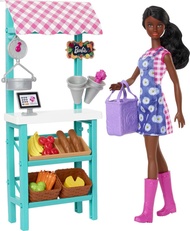 Barbie Careers Doll & Playset, Farmers Market Theme with Brunette Fashion Doll, Furniture & Accessor
