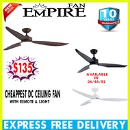 [FREE DELIVERY] [NEW LAUNCH] EMPIRE RACER 36/46/52 DC Ceiling Fan with 3 Tone LED Light with Remote |Local Warranty