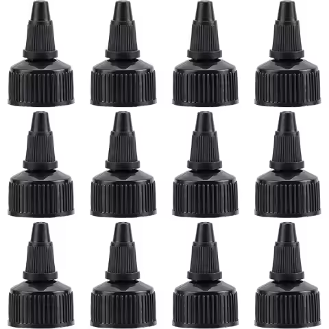 50Pcs 24/410 Squeeze Bottle Cap Replacement Black Dispensing Caps for Condiment Bottle Dispensing Bo